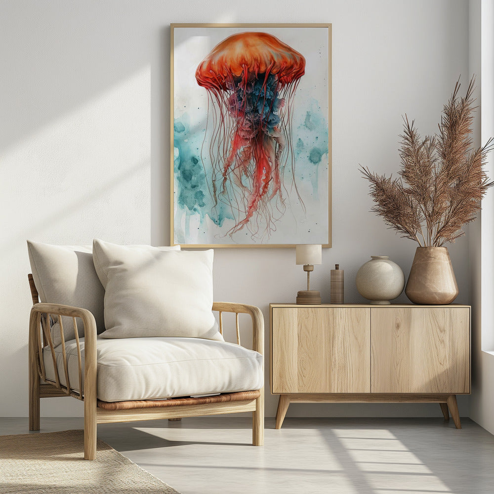 Aquarelkunst van Medusa-zeedieren | Poster