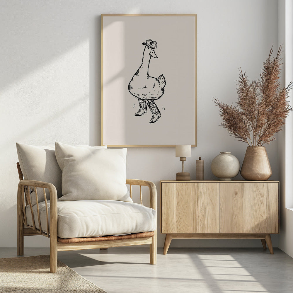 Eend met westernlaarzen | Poster