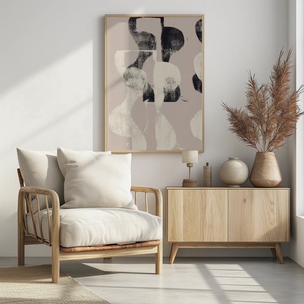 Tango – Organische vormen in zwart en beige | Poster