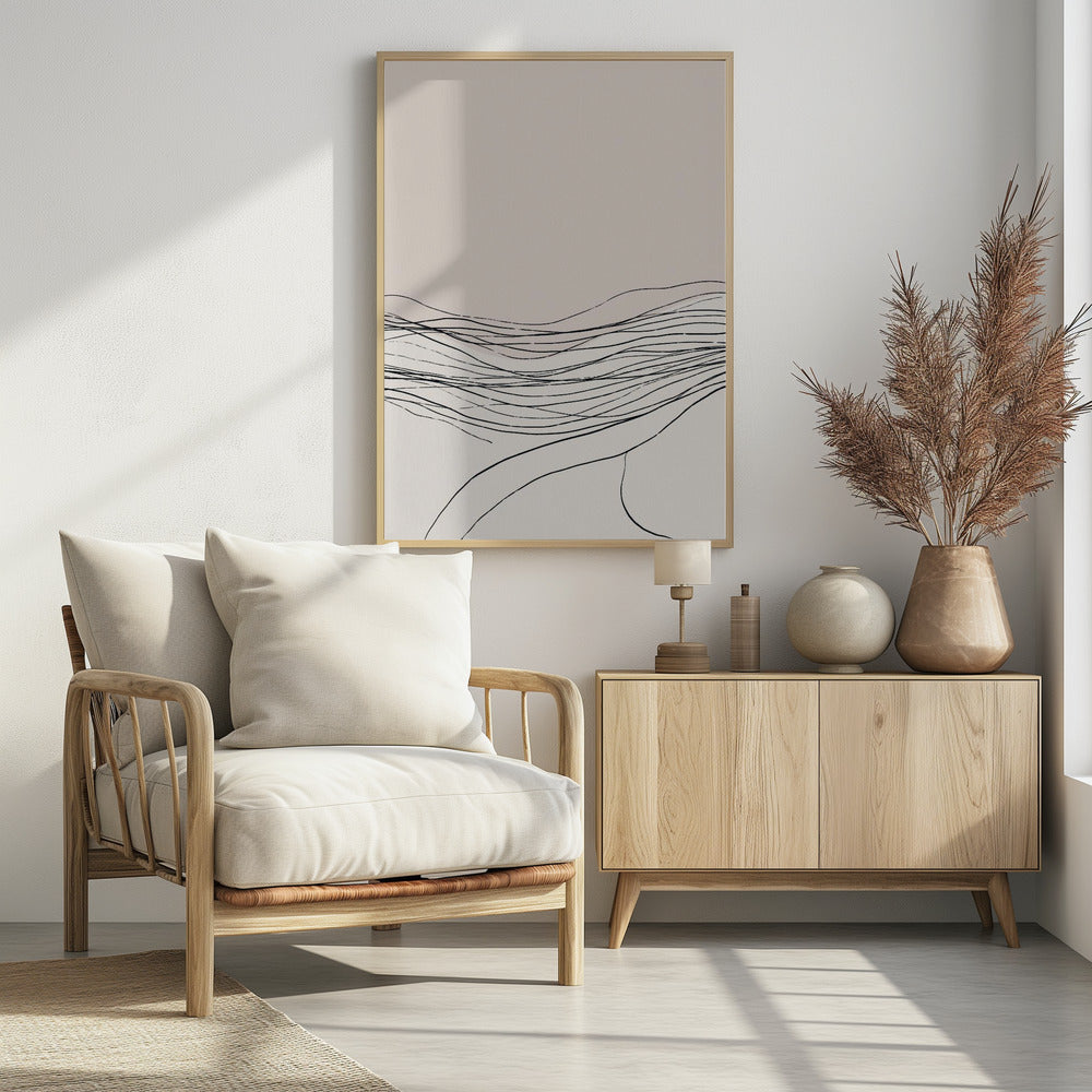 Kalme, serene lijnkunst in Scandinavische stijl | Poster