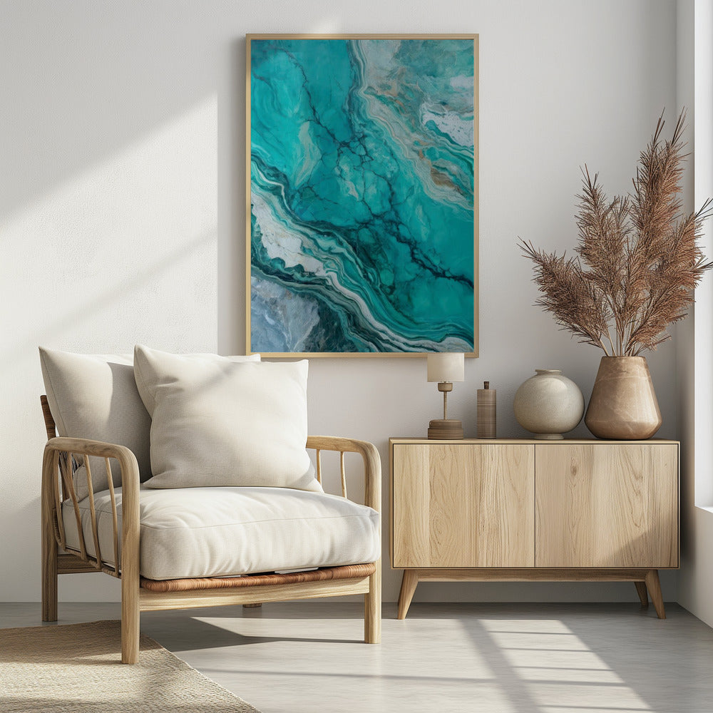 Abstracte patronen met wervelende turquoise | Poster