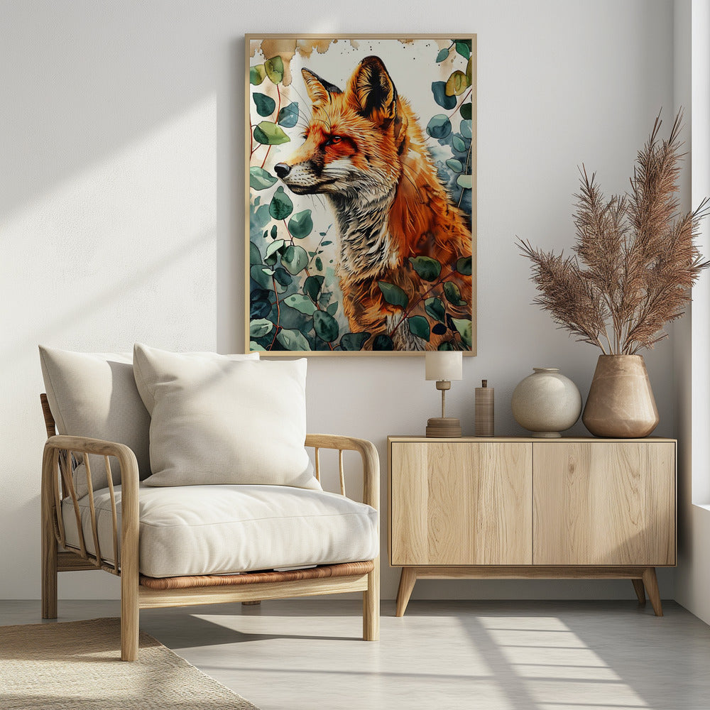 Aquarelkunst van een vos 10 | Poster