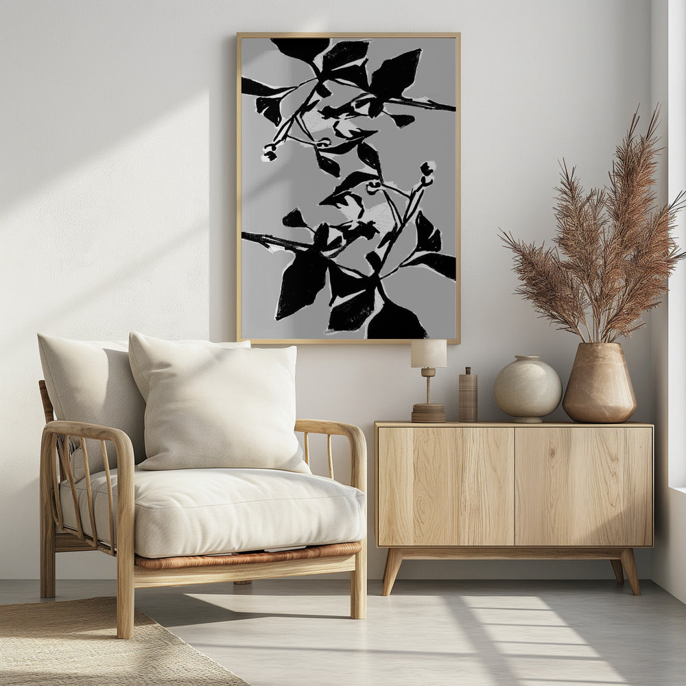 Zwart bloemensilhouet 1 | Poster