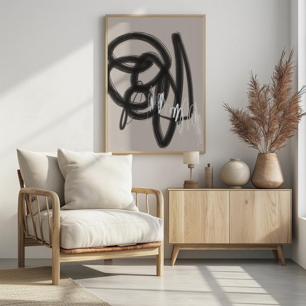 Vegende zwart-witte lijnen | Poster