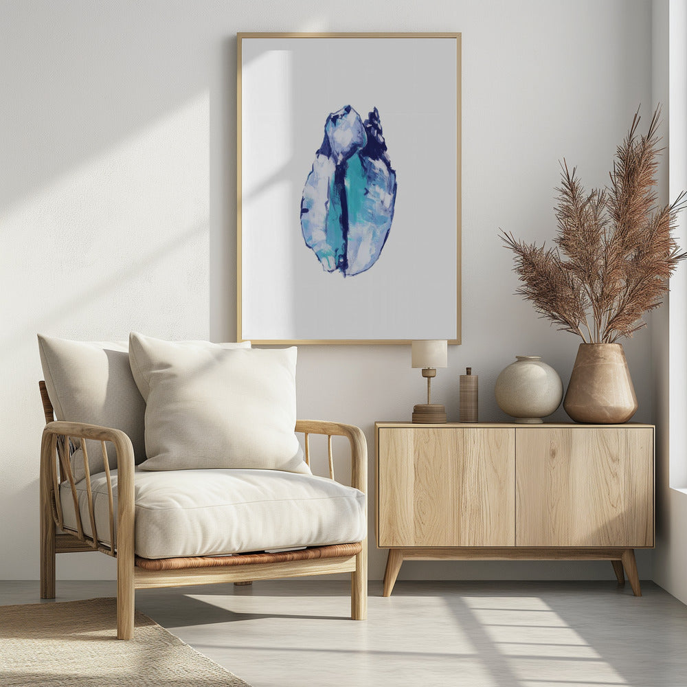 Blauwe schelp op witte achtergrond nr. 5 | Poster