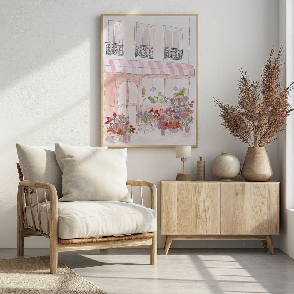 Roze bloemenwinkel | Poster