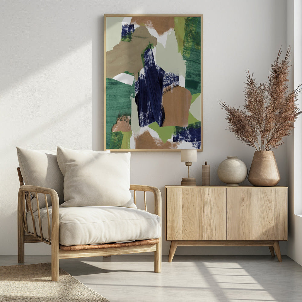 Abstract Blauw Groen Beige Nr. 2 | Poster
