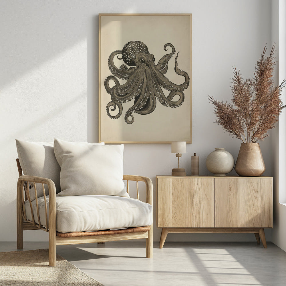 Octopus vintage handgeschilderd | Poster