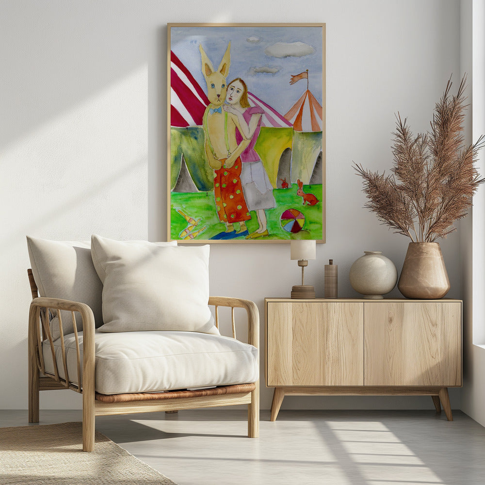 Circusartiesten met konijnen | Poster
