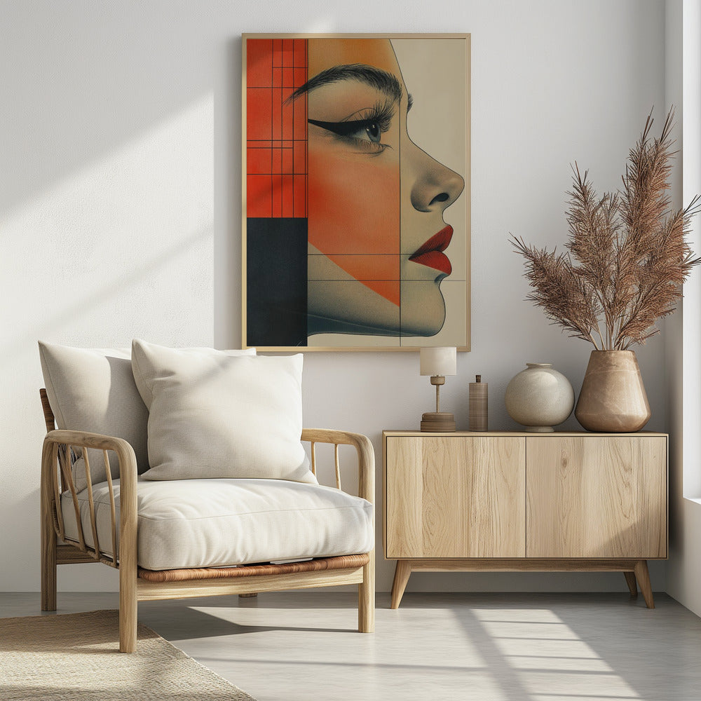 Vintage poster met een vrouwengezicht (8) | Poster