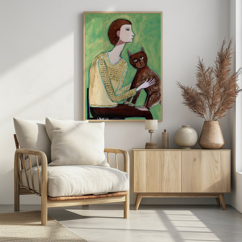 Vrouw met kat | Poster