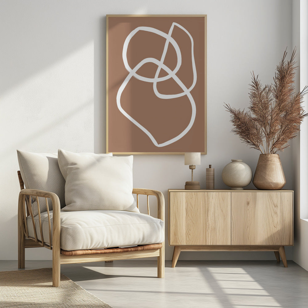 Abstracte lijnen mokka | Poster