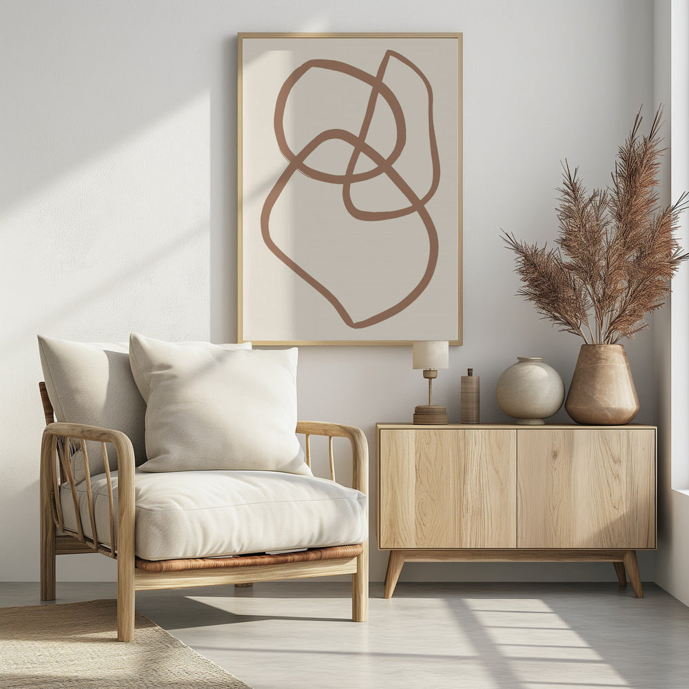 Abstracte lijnen Mocha 5 | Poster