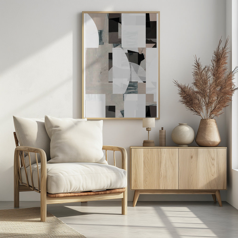 Abstracte Mocha Zwart Wit Compositie Nr. 1 | Poster