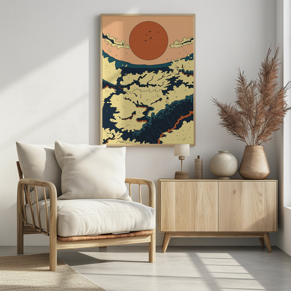 Abstracte Japanse zonsondergang | Poster