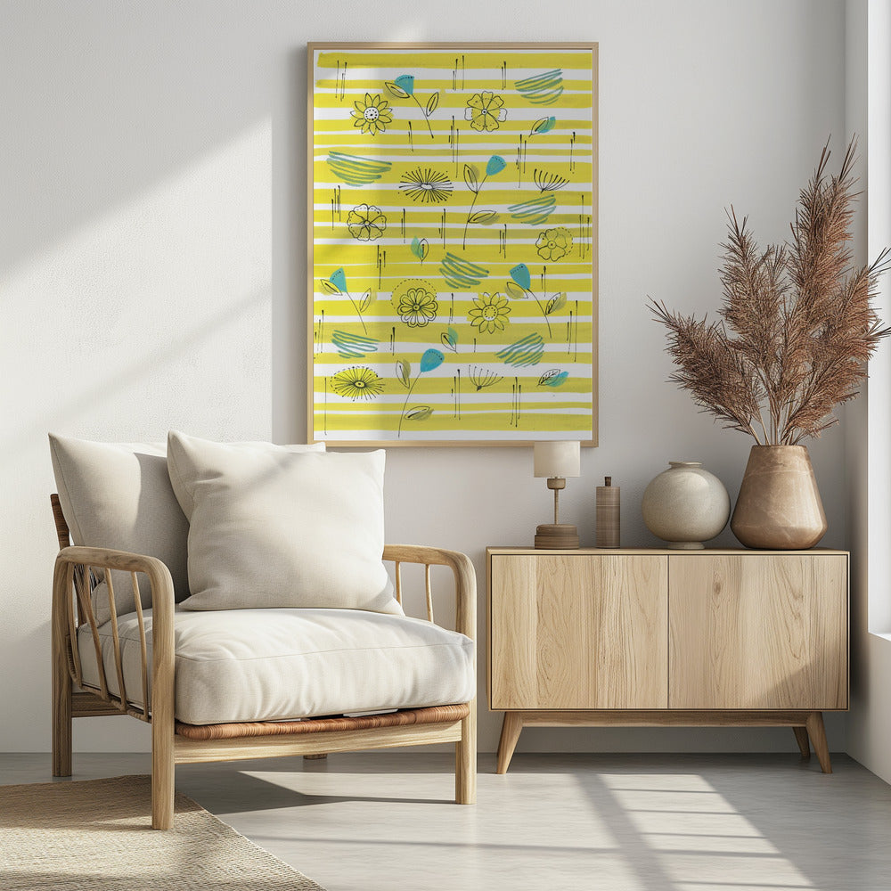 Strepen en bloemen | Poster