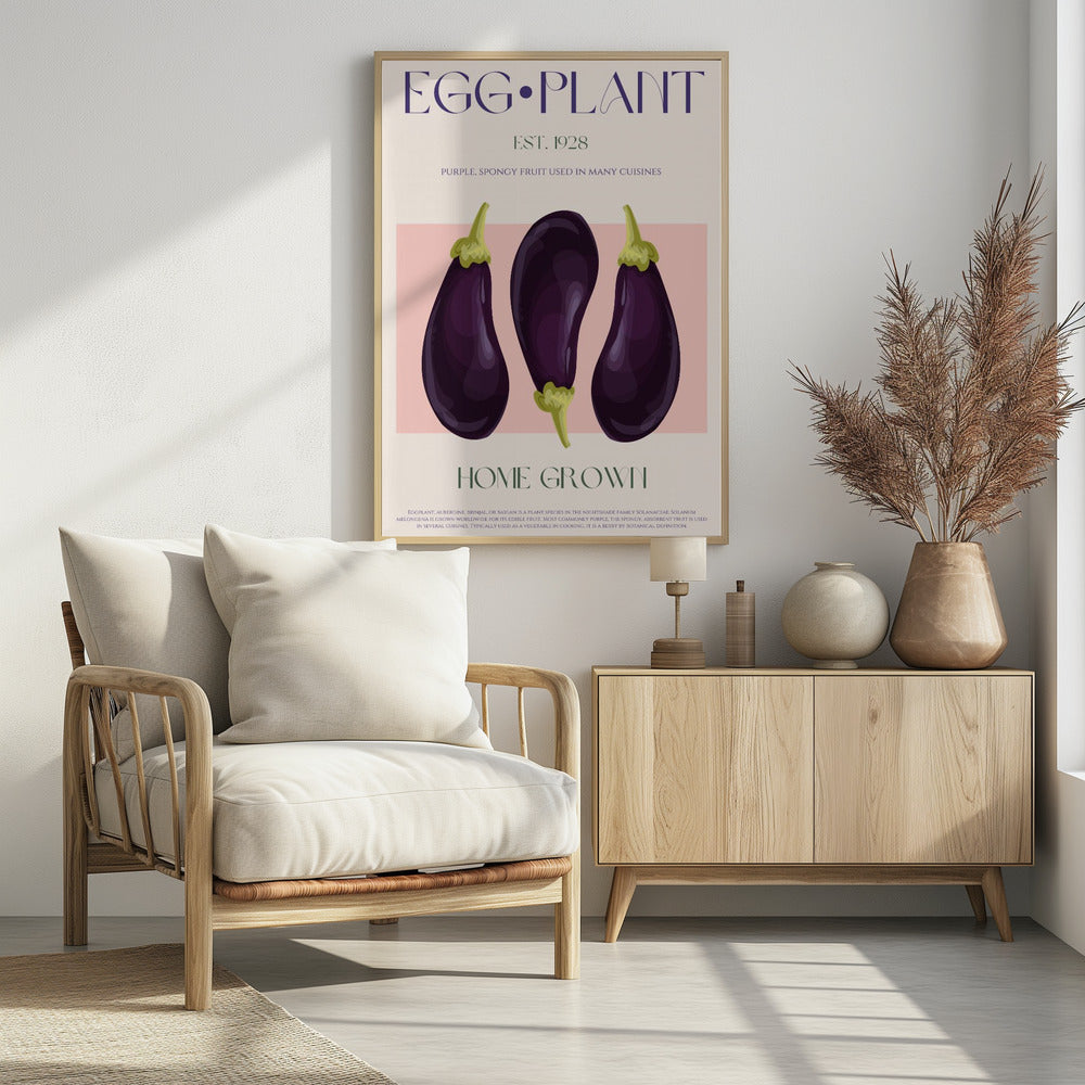 Drie levendige paarse aubergines | Poster