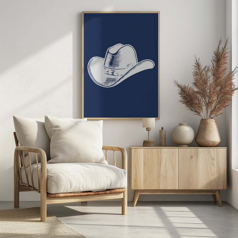 Marineblauwe cowboyhoed | Poster
