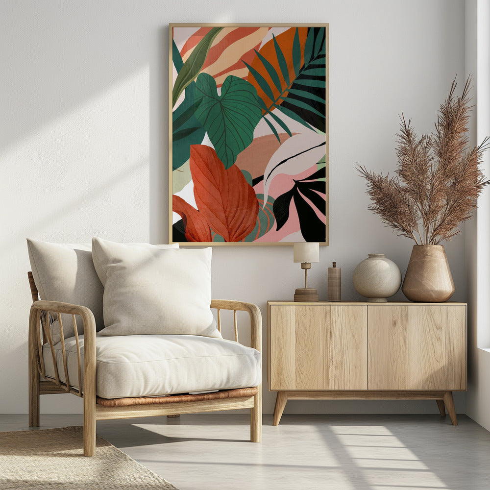 Abstracte kunst tropische bladeren | Poster