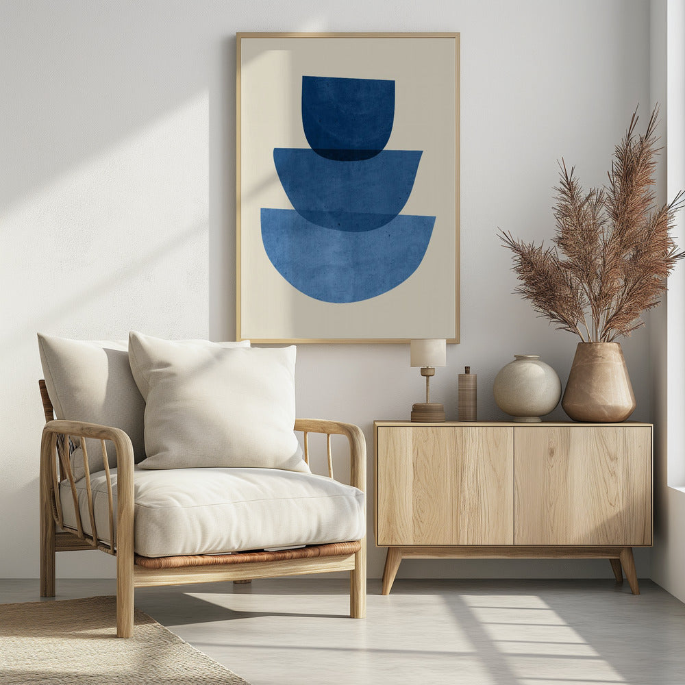 Geometrische abstracte vormen blauw | Poster