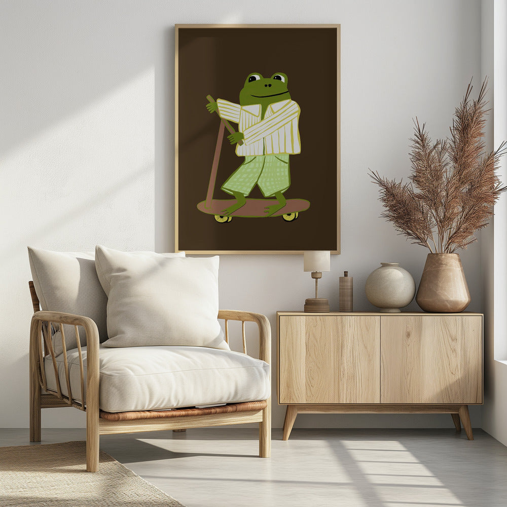 Kikker op scooter | Poster