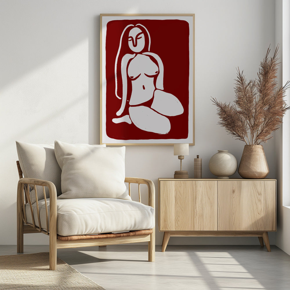 Gestileerd naaktfiguur in zittende houding | Poster