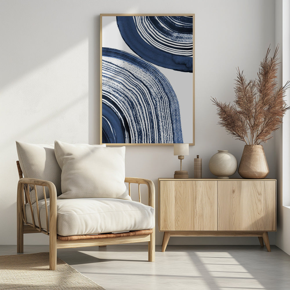 Blauwe concentrische golven | Poster