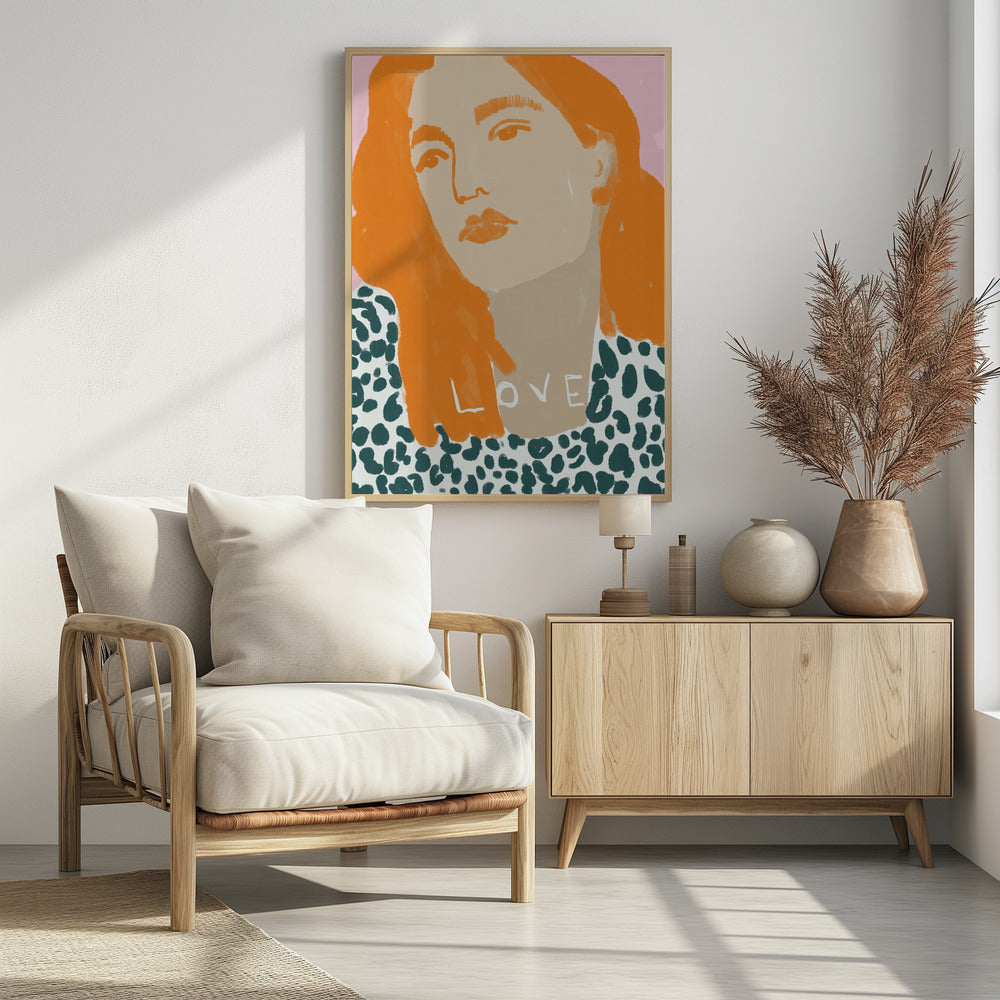 Portret van een vrouw met oranje haar | Poster