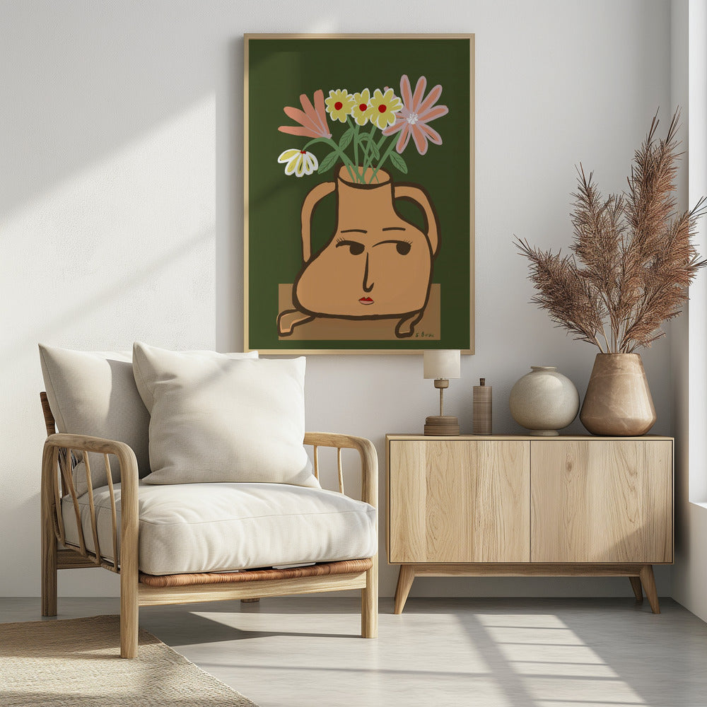 Dame vaas met bloemen | Poster