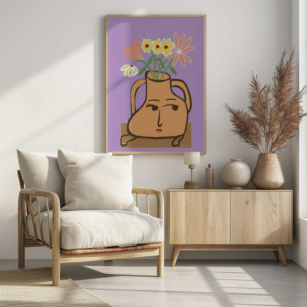 Dame vaas met bloemen | Poster