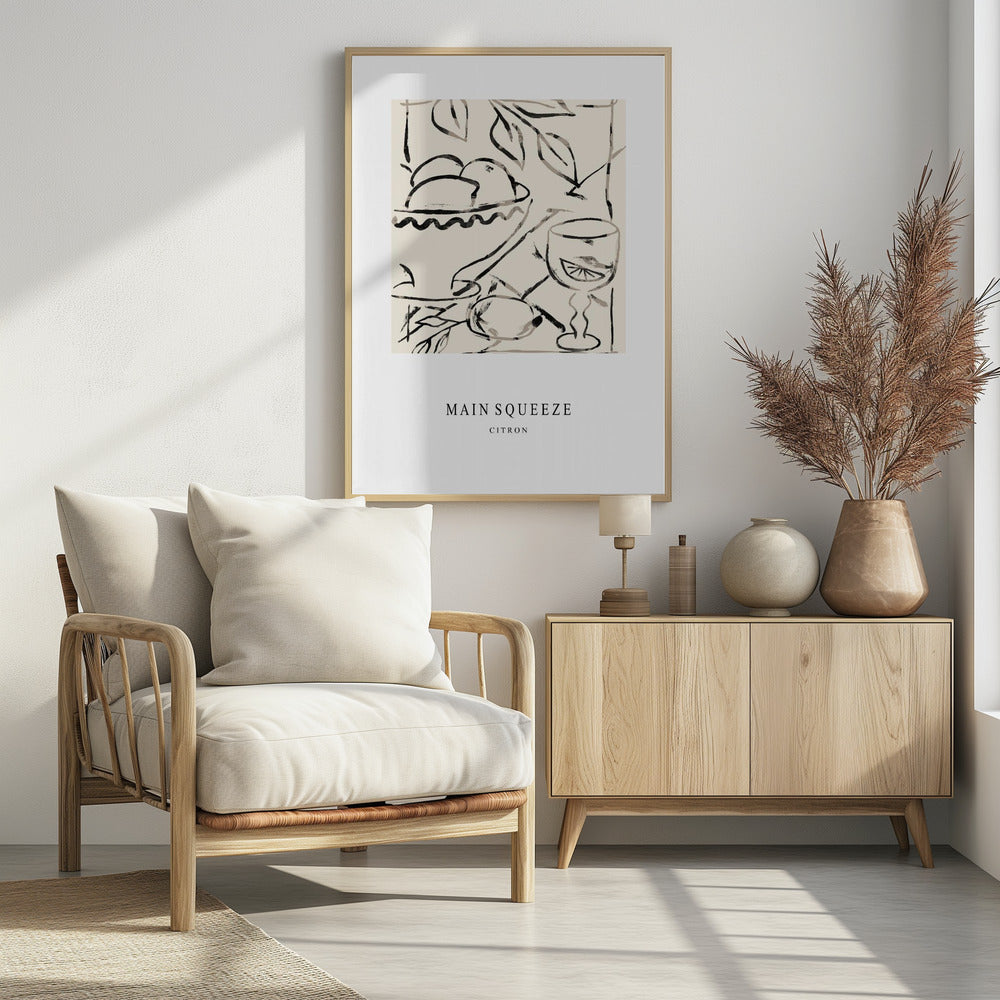 Abstracte fruitschaal en glas | Poster