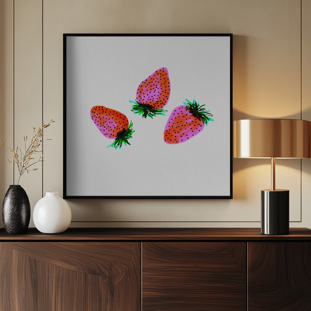 Red Lavender Sweet Strawberries Fruit | Poster