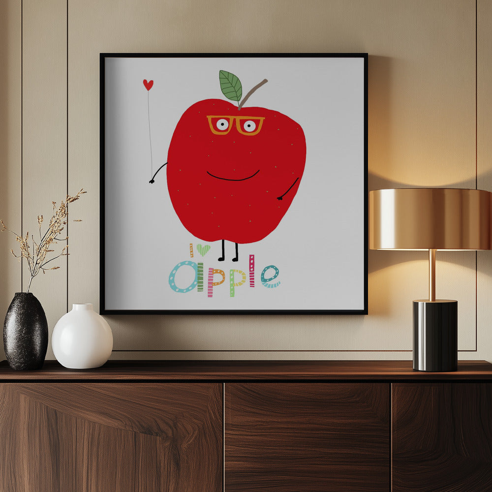 Ik hou van Apple! Blije Apple met een liefdeshart. | Poster