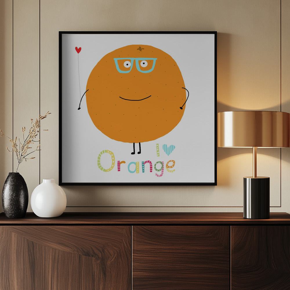 Ik hou van oranje! Schattige sinaasappel met een liefdeshart. | Poster