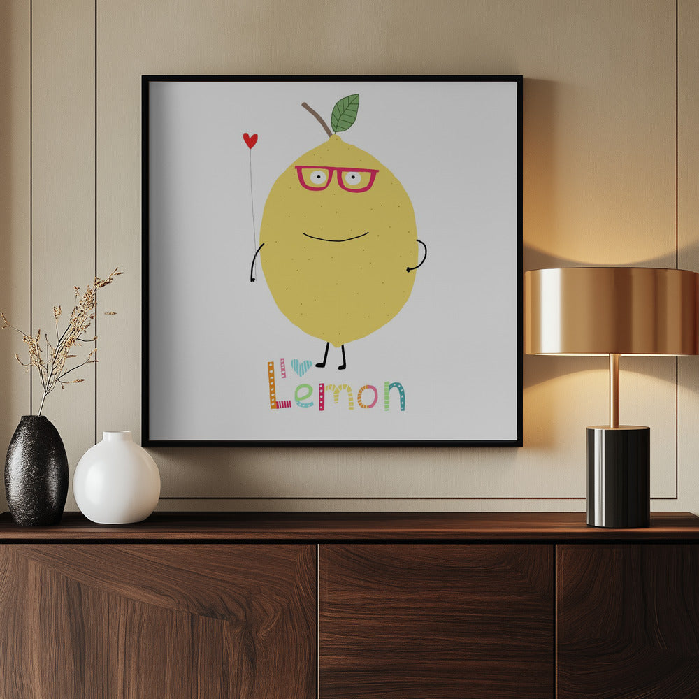Ik hou van citroen! Een schattige citroen met een liefdeshart. | Poster