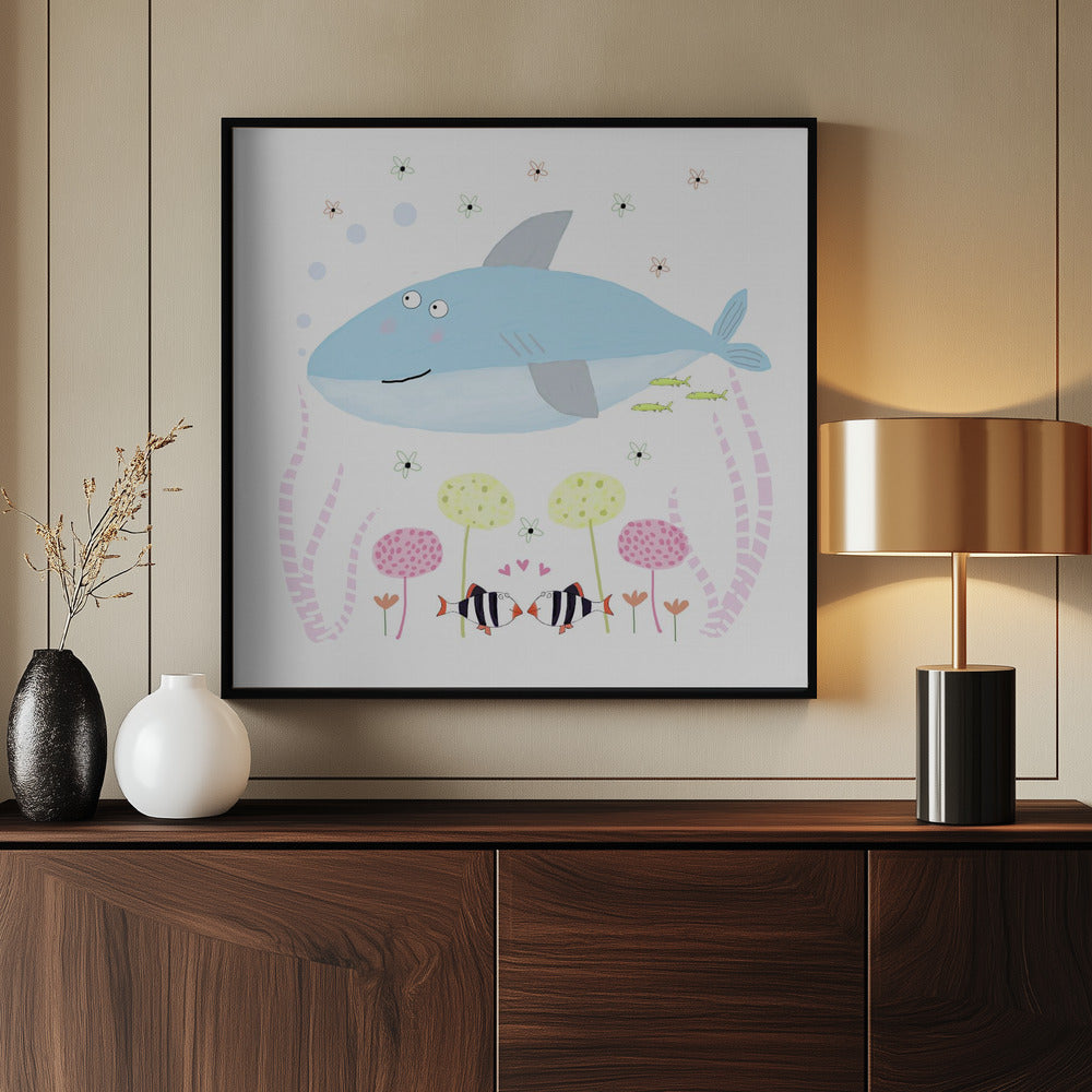 Babyhaai met bloemen | Poster