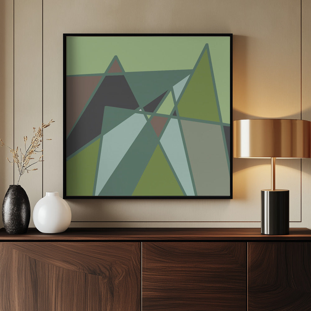 Gouden abstracte bergen | Poster