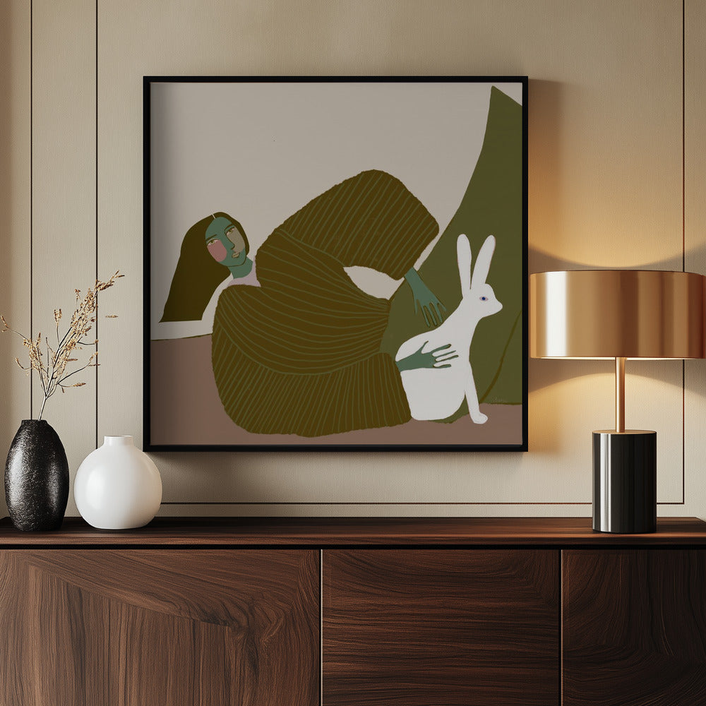 dame met konijn | Poster