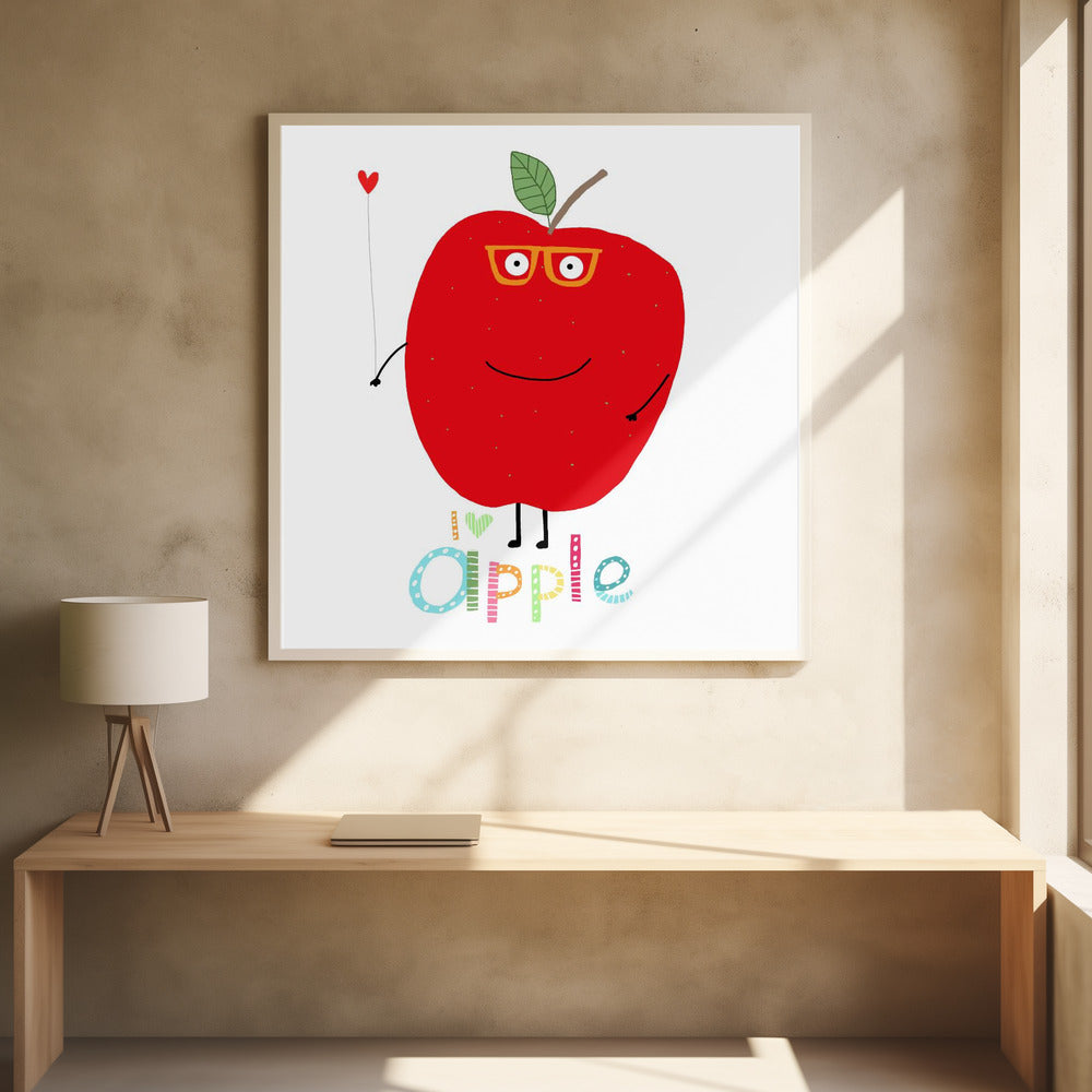 Ik hou van Apple! Blije Apple met een liefdeshart. | Poster
