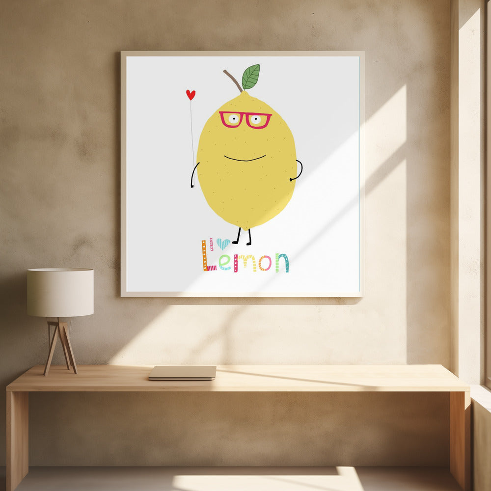 Ik hou van citroen! Een schattige citroen met een liefdeshart. | Poster