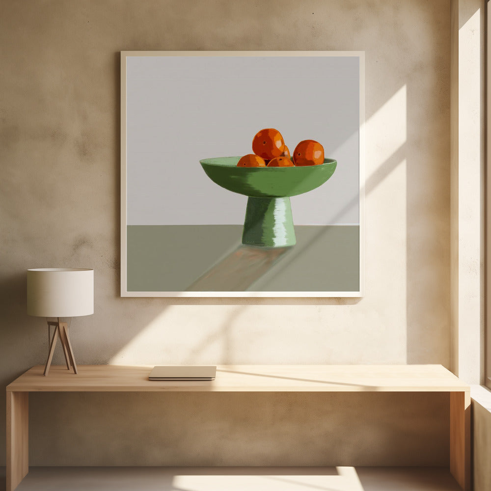 Mandarijnen in een groene kom. | Poster