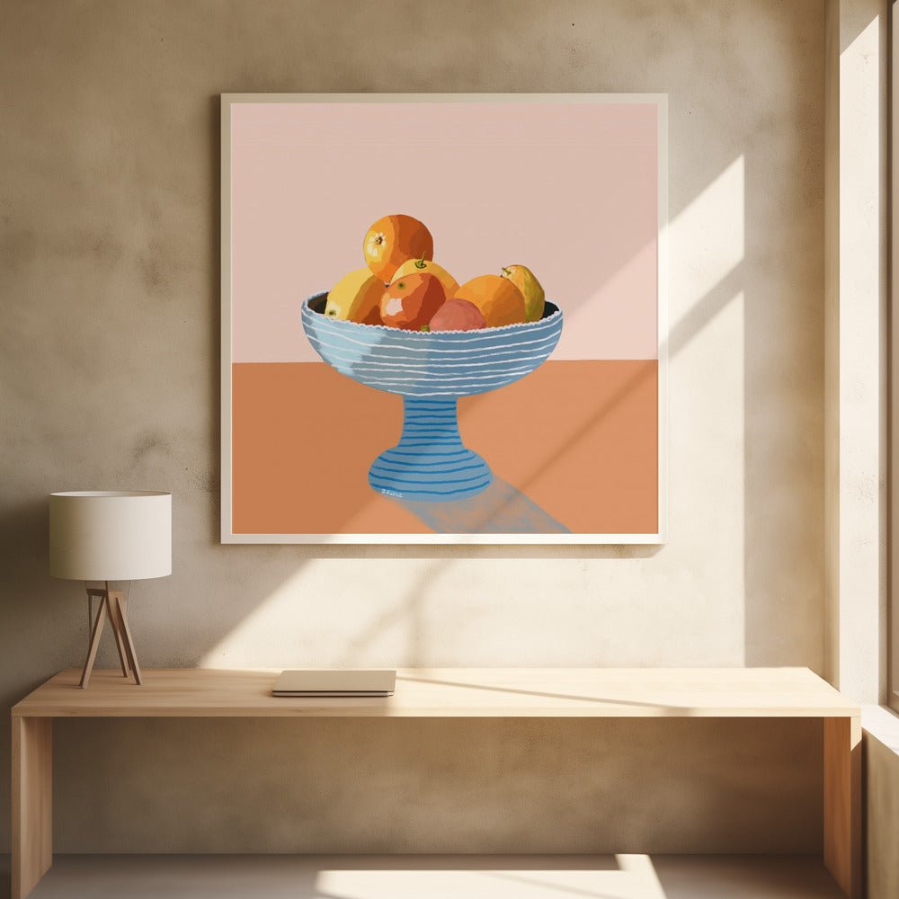 Blauwe fruitschaal | Poster