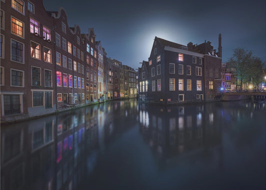 Maanlicht boven Amsterdam | Behang