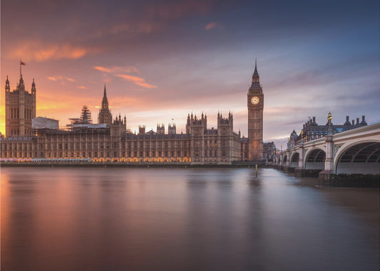 Zonsondergang in het Londense Palace of Westminster | Achtergrond