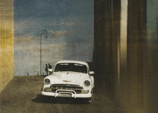Een witte auto in Havana | Achtergrond