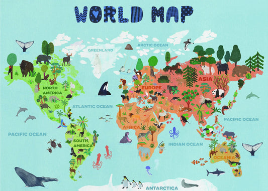 Wereldkaart voor kinderen | Canvas
