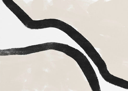 Zwarte rondingen op een getextureerde beige achtergrond | Behang