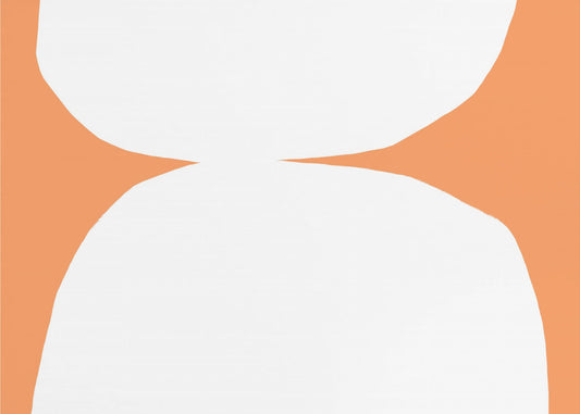 Geometrische witte vormen op een oranje achtergrond | Behang