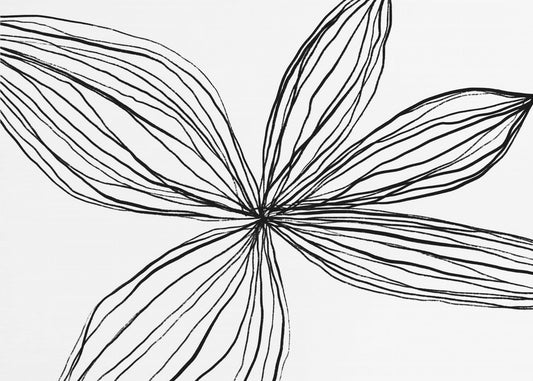 Minimalistische zwart-witte bloemblaadjes | Canvas