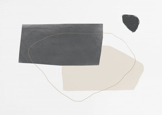 Geometrische vormen in zwart, grijs en beige | Behang